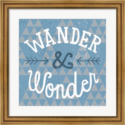 Framed Mod Triangles Wander and Wonder Blue Print