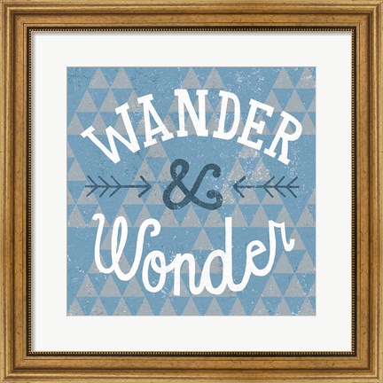 Framed Mod Triangles Wander and Wonder Blue Print