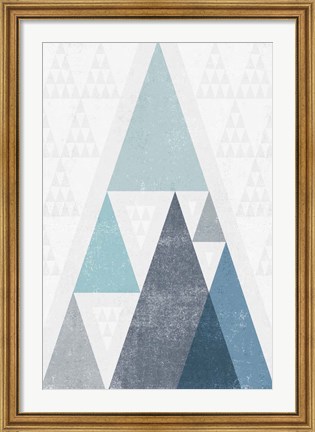 Framed Mod Triangles III Blue Print