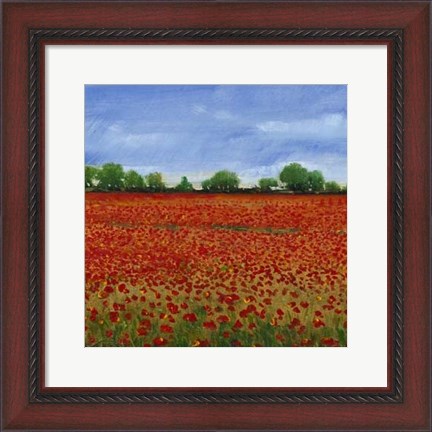 Framed Field of Poppies I Print