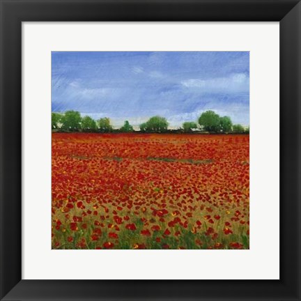 Framed Field of Poppies I Print