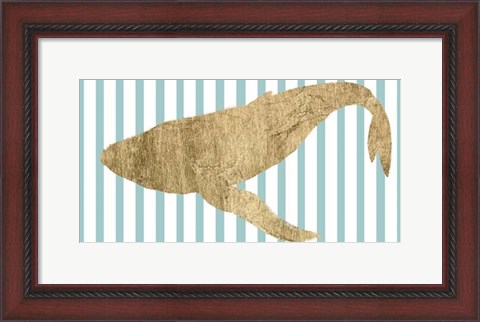 Framed Pin Stripe Whale II Print