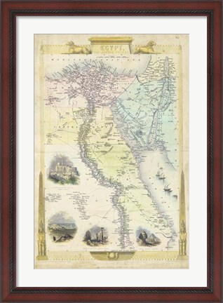 Framed Vintage Map of Egypt Print