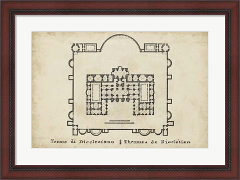Framed Plan for the Baths of Diocletian Print