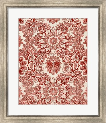 Framed Baroque Tapestry in Red I Print