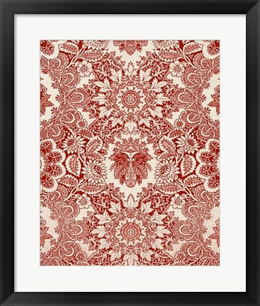 Framed Baroque Tapestry in Red I Print