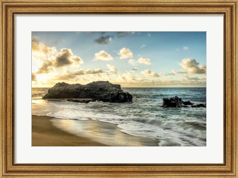 Framed Sunset at Lumahai Beach Print