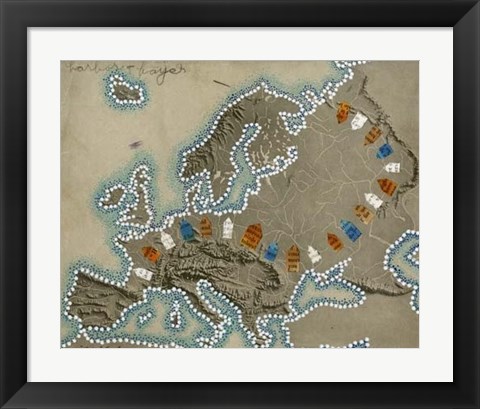 Framed Relief Map of Europe Print