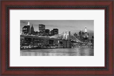 Framed Brooklyn Bridge at Night Print