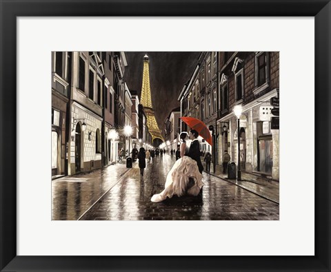 Framed Kissing in Paris Print