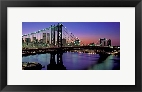 Framed Manhattan Bridge and Skyline (detail) Print