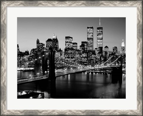 Framed Brooklyn Bridge, NYC BW Print