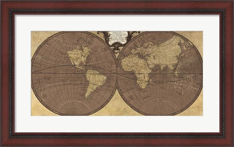 Framed Gilded World Hemispheres II Print