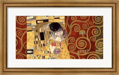 Framed Kiss (Gold) Print