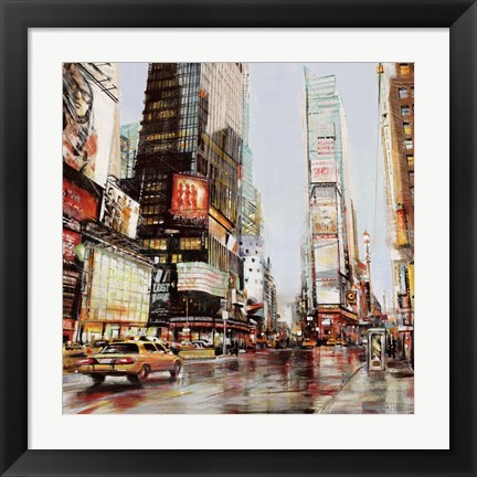 Framed Taxi in Times Square Print