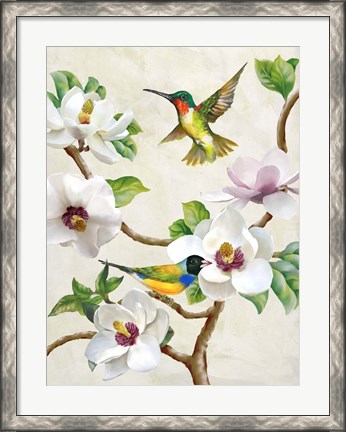 Framed Magnolia and Birds Print