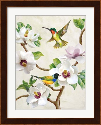 Framed Magnolia and Birds Print