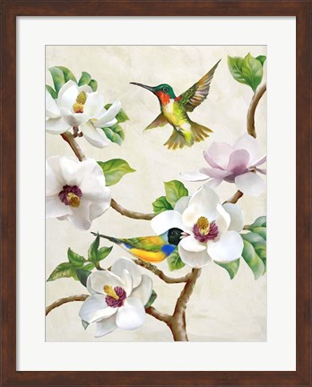 Framed Magnolia and Birds Print