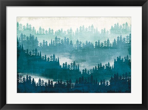 Framed Mountainscape Blue Print