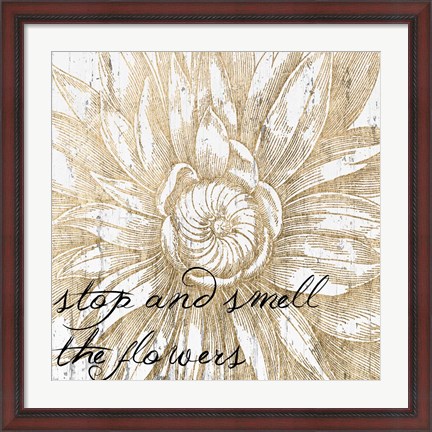 Framed Metallic Floral Quote I Print