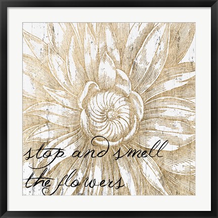 Framed Metallic Floral Quote I Print