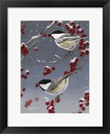 Framed Winter Chickadees II Print