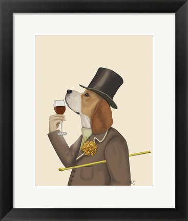 Framed Beagle Wine Snob Print