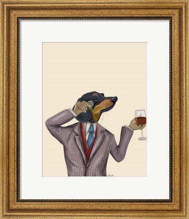 Framed Dachshund Wine Snob Print