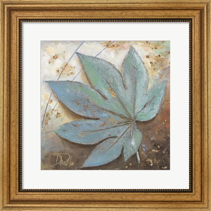 Framed Turquoise Leaf I Print