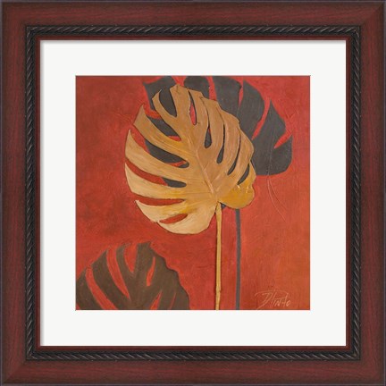 Framed My Fashion Leaves on Red I Print