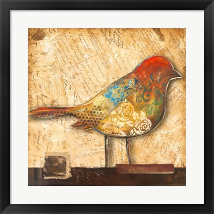 Framed Bird of Collage II Print