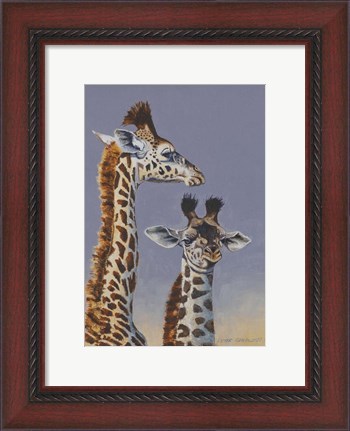 Framed Two Young Giraffes Print