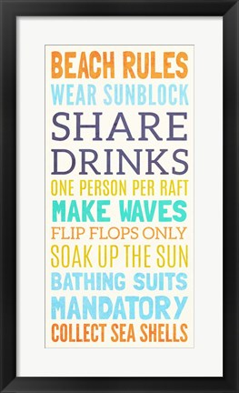 Framed Beach Rules I Print