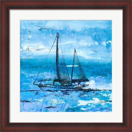 Framed Coastal Boats in Watercolor II Print
