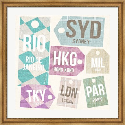 Framed City Tags Square II Print