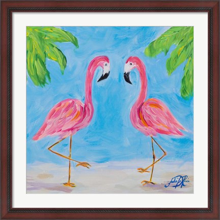 Framed Fancy Flamingos III Print
