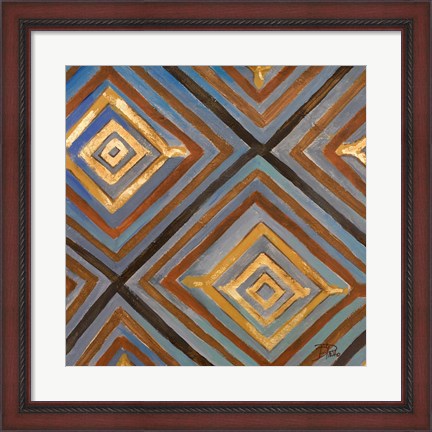 Framed Ikat and Pattern with Gold Print