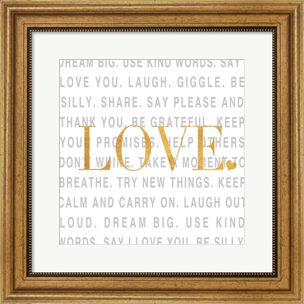 Framed Gold Love and Life I Print