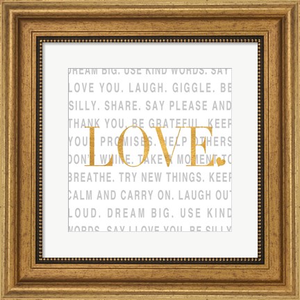 Framed Gold Love and Life I Print