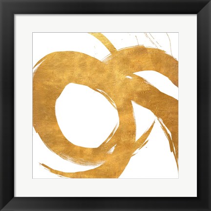 Framed Gold Circular Strokes II Print