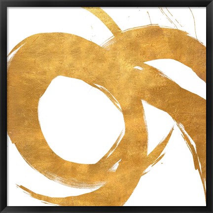 Framed Gold Circular Strokes II Print