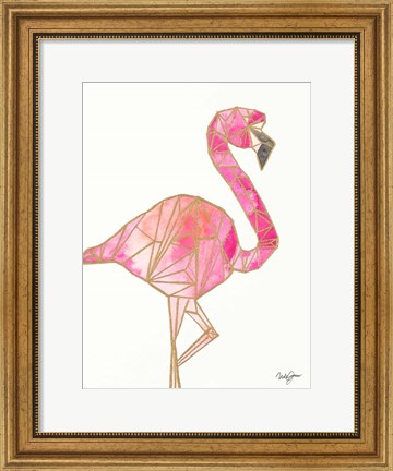 Framed Origami Flamingo Print