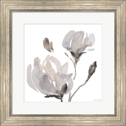Framed Gray Tonal Magnolias I Print
