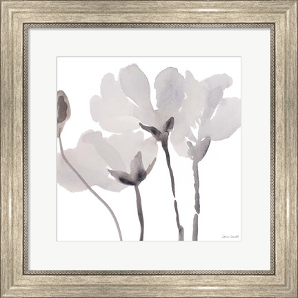 Framed Gray Tonal Magnolias II Print