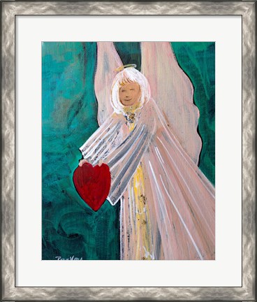 Framed Angel Sharing Heart Print