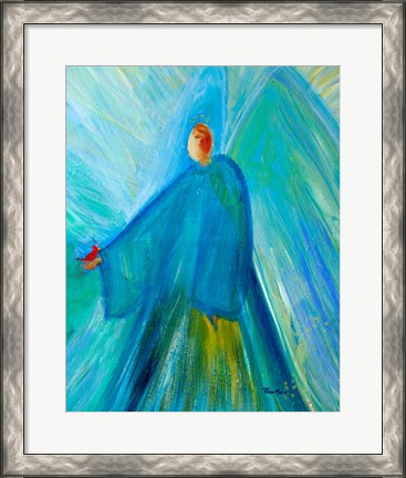 Framed Benevolent Angel with Cardinal Print