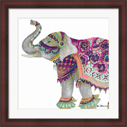 Framed Boho Elephant Square Print