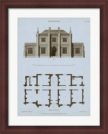 Framed Chambray House &amp; Plan V Print