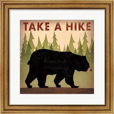 Framed Take a Hike Black Bear Print