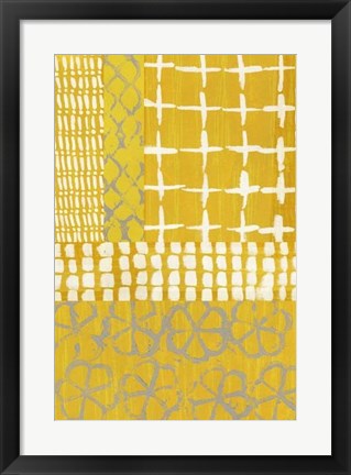 Framed Golden Blockprint I Print